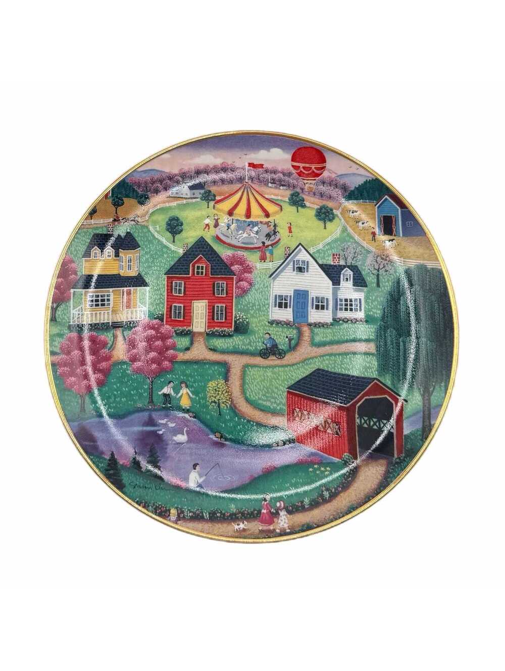 Vintage American Folk Art Collection “Spring Fair” 8” Collector Plate